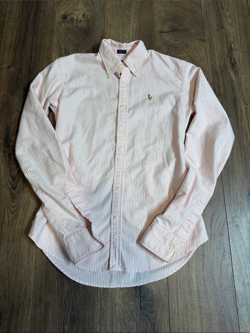Vintage Ralph Lauren Pink & White Striped Button-Down Shirt Size 2